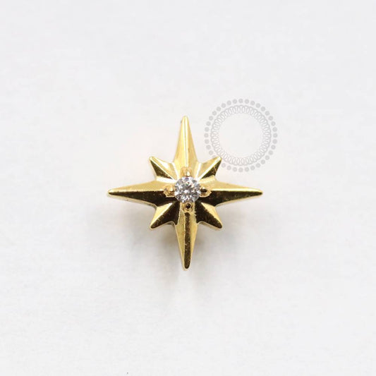 TN857 Topo Estrela Com Ponto De Luz Titânio Pvd Gold