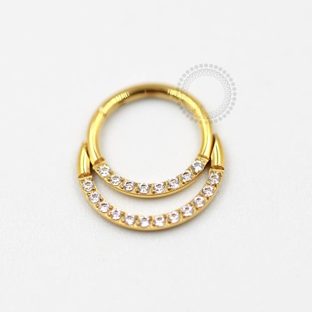 TN205 Double Line Studded Segment Titanium Pvd Gold