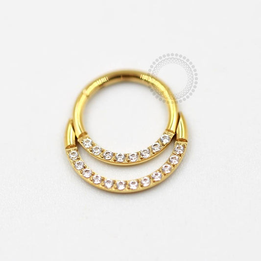 TN205 Segmento Cravejado Double Line Titânio Pvd Gold