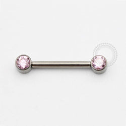 TN819 Nipple Piercing Push Pin Zircônia Rosa Solitária Titânio