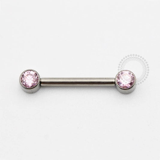 TN819 Nipple Piercing Push Pin Zircônia Rosa Solitária Titânio