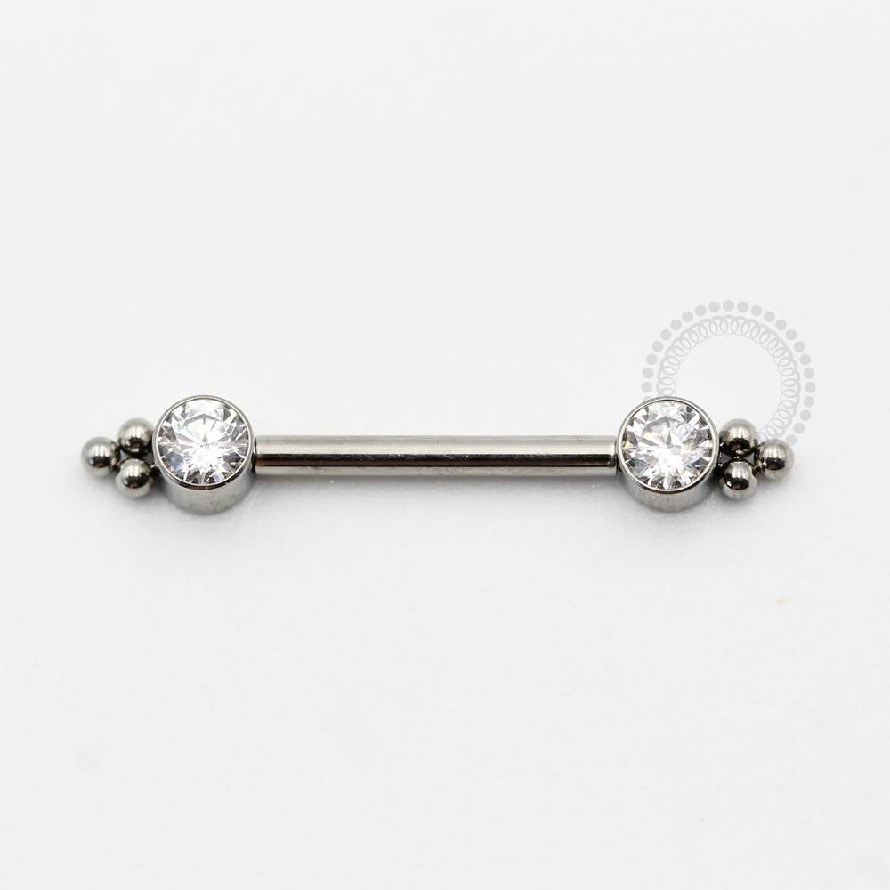 TN820 Nipple Piercing Push Pin Jewelry Stone CZ Spheres Titânio