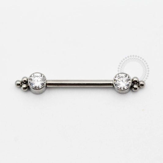 TN820 Nipple Piercing Push Pin Jewelry Stone CZ Spheres Titânio