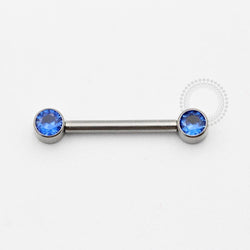 TN819 Nipple Piercing Push Pin Zircônia Azul Solitária Titânio