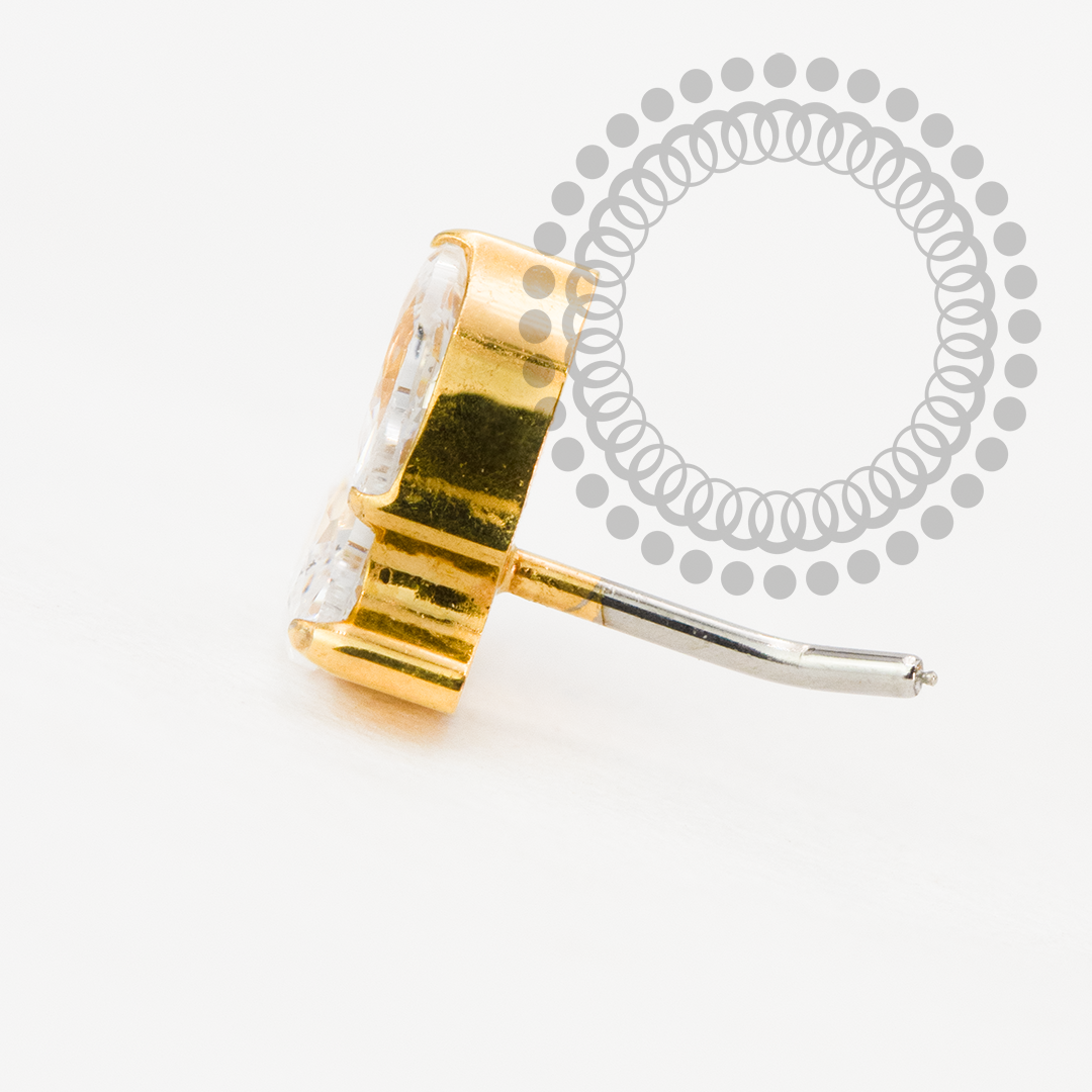 TN2187 Topo 2 Navetes CZ Push Pin Titânio PVD Gold