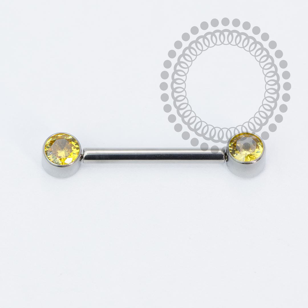 TN2254 Nipple CZ Flat Amarelo Push Pin Unilateral Titânio ASTM F136