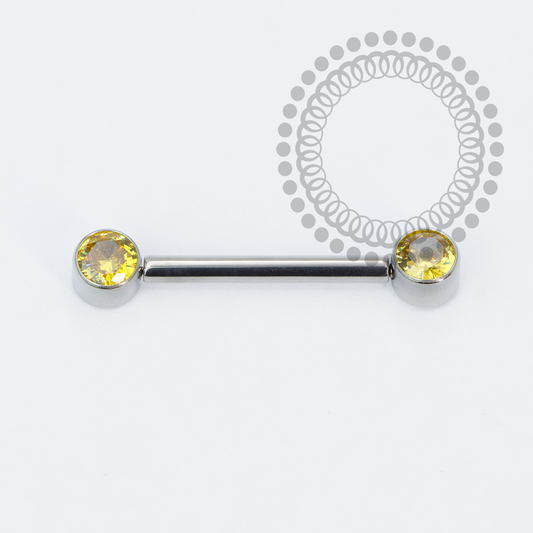 TN2254 Nipple CZ Flat Amarelo Push Pin Unilateral Titânio ASTM F136