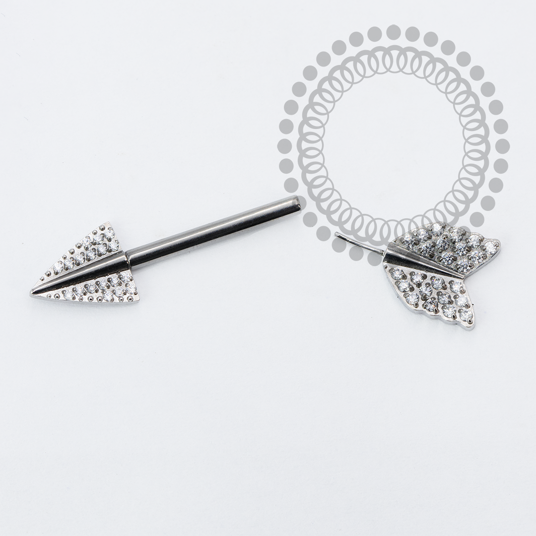 TN2150 Nipple Flecha CZ Push Pin Titânio ASTM F136