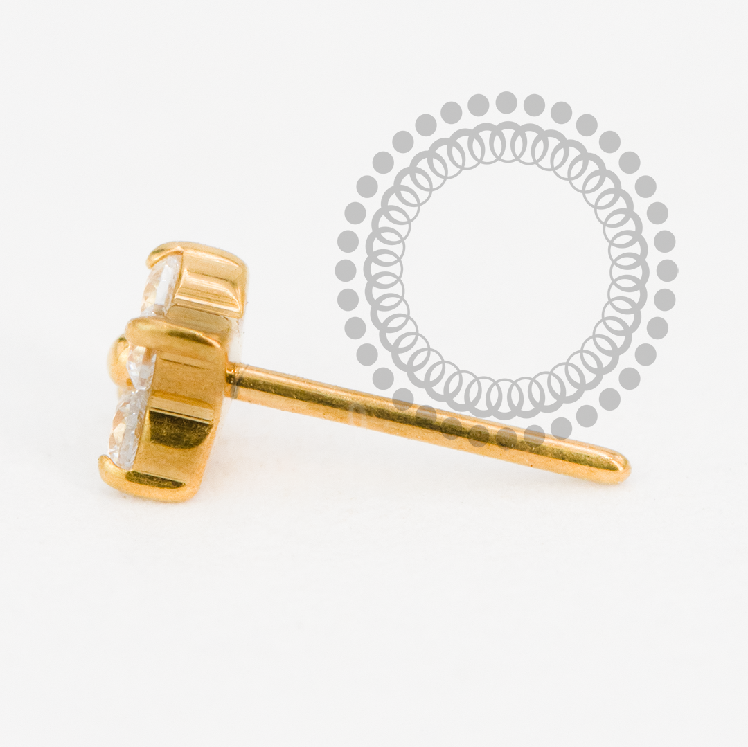 TN2210 Topo Micro Trevo CZ Push Pin Titânio PVD Gold