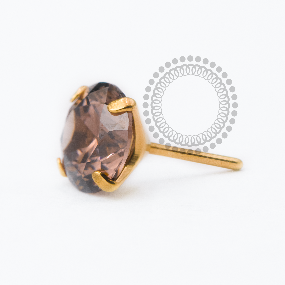 TN2526 Topo CZ Dark Coffee Push Pin Titanio PVD Gold