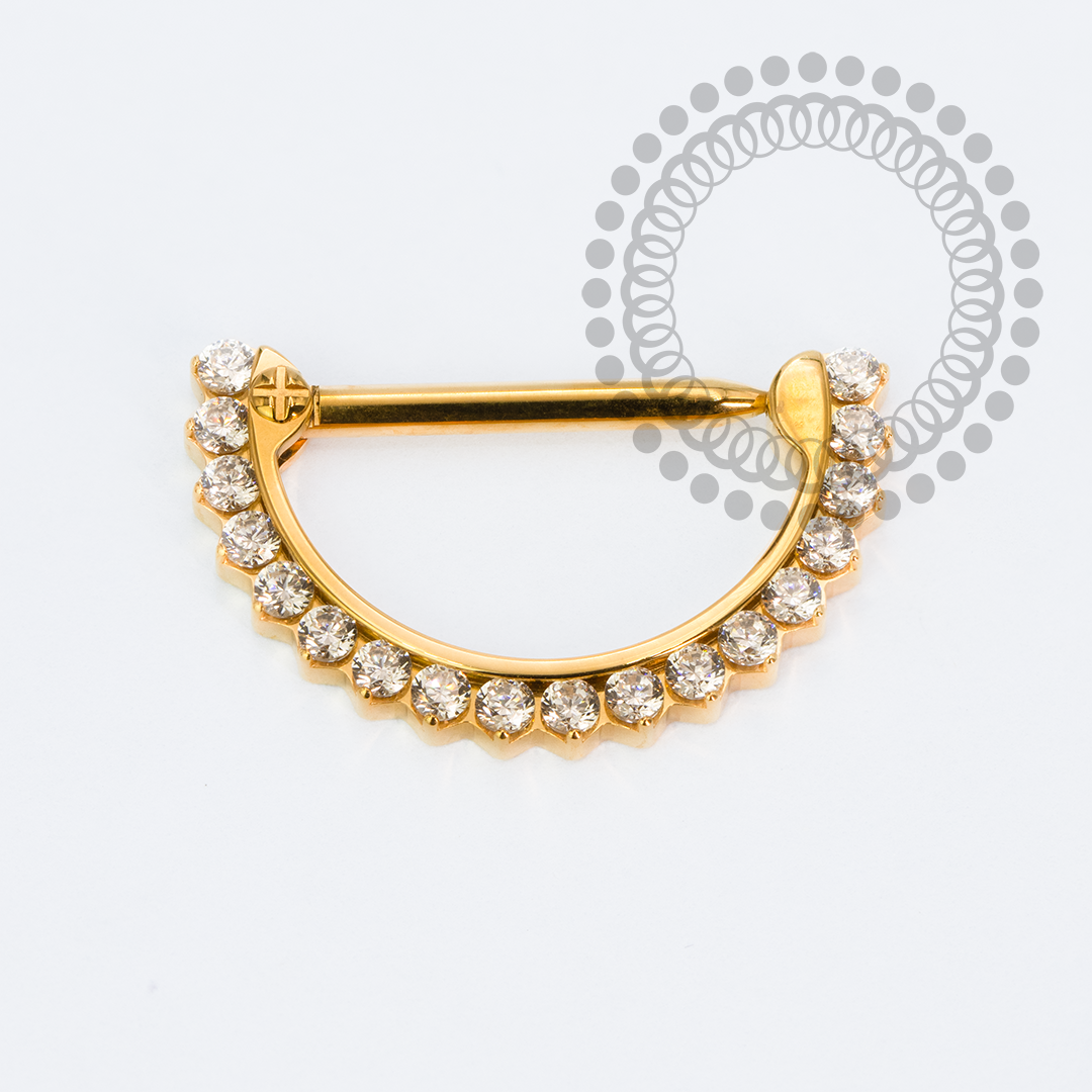 TN2250 Nipple Clicker Haste Reta CZ  Titânio PVD Gold