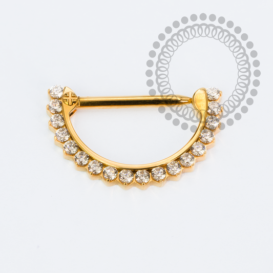 TN2250 Nipple Clicker Haste Reta CZ  Titânio PVD Gold
