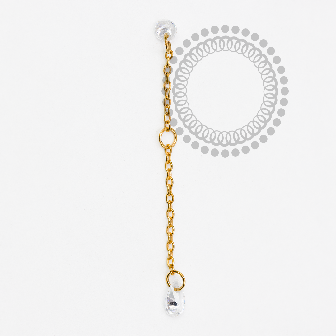 TN2092 Pingente CZ Gota Titânio PVD Gold