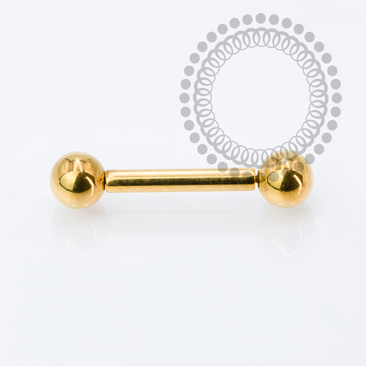 Barbell Reto 1.6mm Push Pin Titânio PVD Gold