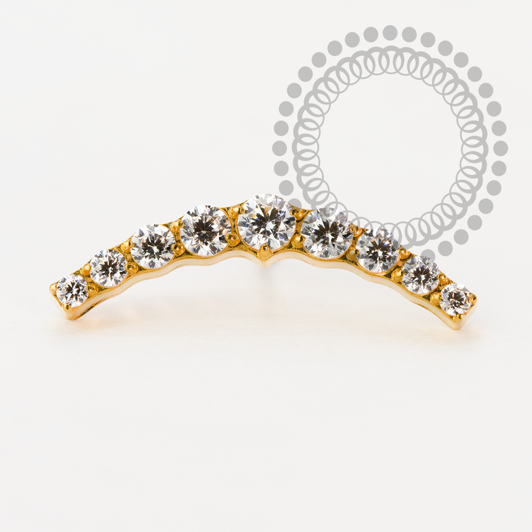 TN2184 Topo Cluster CZ Push Pin Titânio PVD Gold