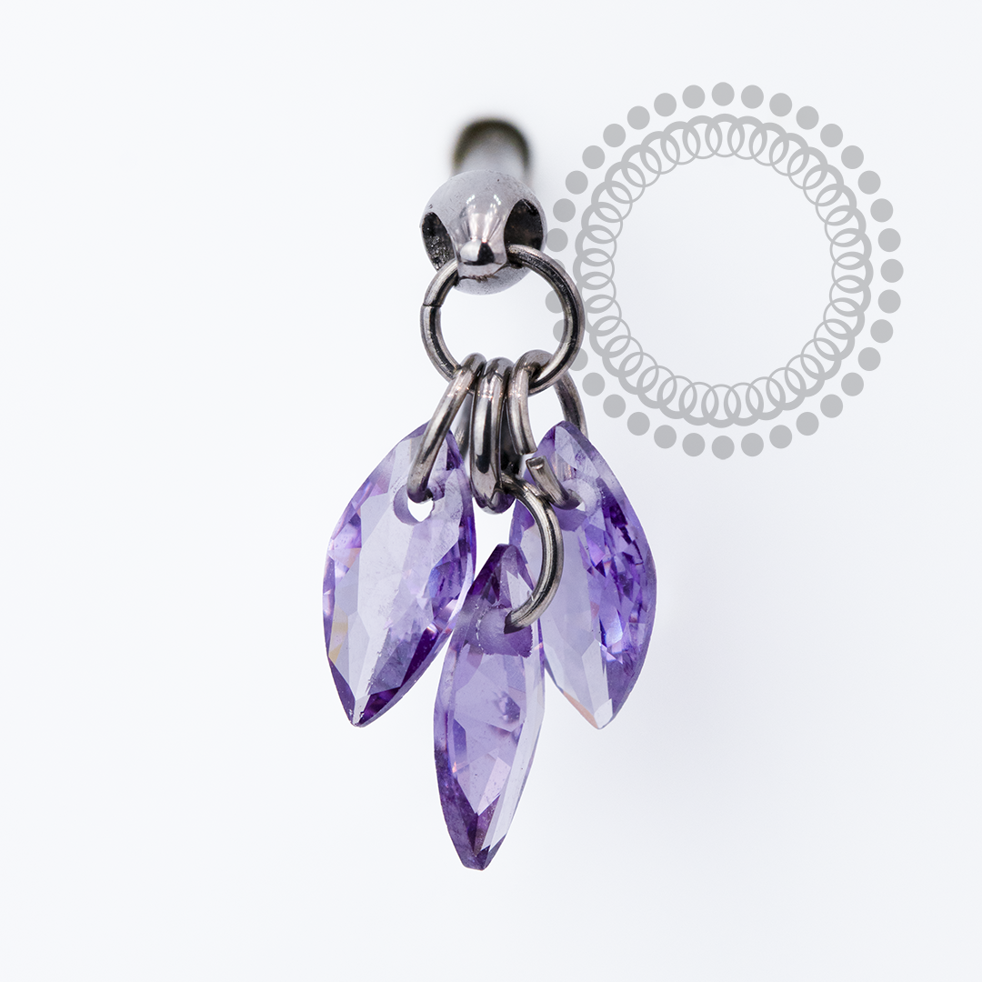 TN2458 Topo 3 Pingentes Roxo Titânio ASTM F-136