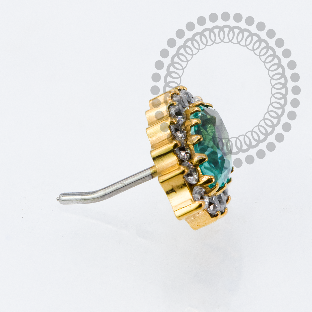 TN2133 Topo Marquise CZ Push Pin Titanio PVD Gold