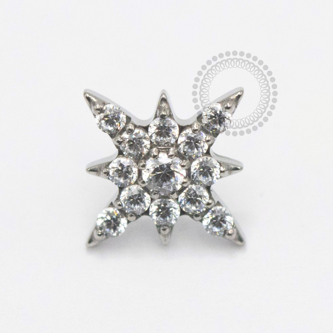 TN2399 Topo Estrela Dalva CZ Push Pin Titânio ASTM F136