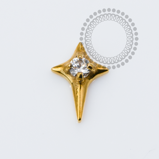 TN2300 Topo Mini Estrela 4 Pontas CZ Titânio PVD Gold
