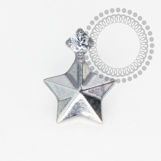 TN2021 Topo Estrela Facetada CZ Titânio ASTM F-136