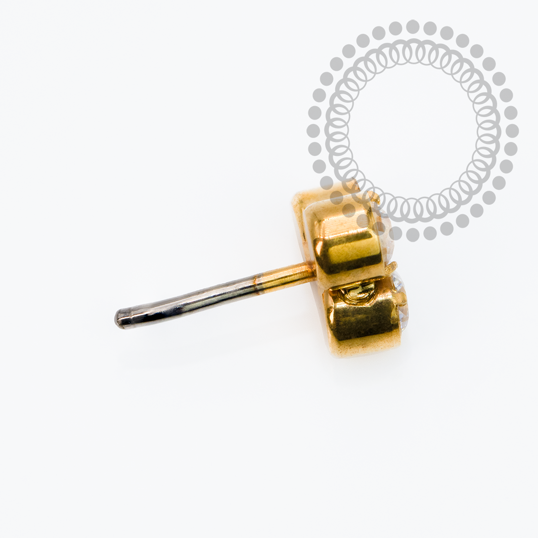 TN2265 Topo Trinity Circular CZ Push Pin Titânio PVD Gold
