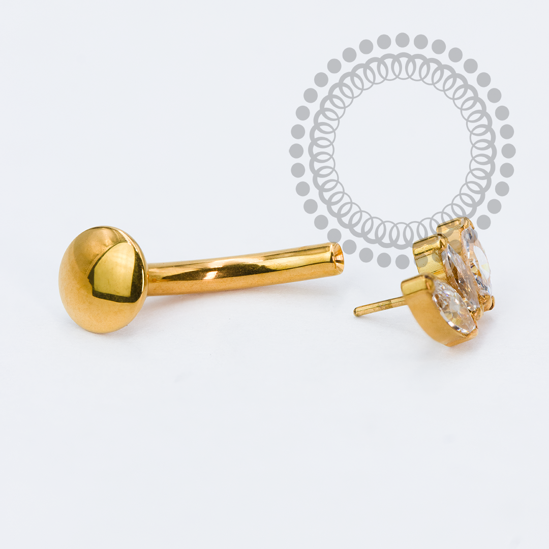 TN2252 Navel Floating Push Pin Navetes Titânio PVD Gold
