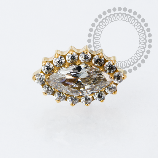 TN2133 Topo Marquise CZ Push Pin Titanio PVD Gold