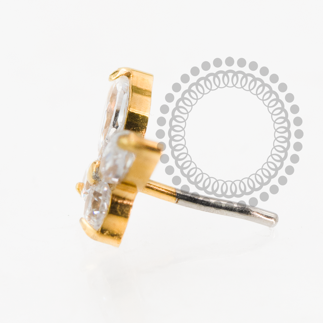 TN2190 Topo Borboleta Detalhada Push Pin Titânio PVD Gold