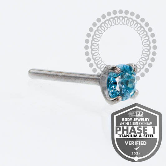 TT09 Topo CZ Aqua ProngSeg Push Pin Titânio Mill®