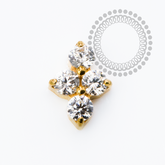 Topo Mini Clover CZ Cristal Titânio PVD Gold
