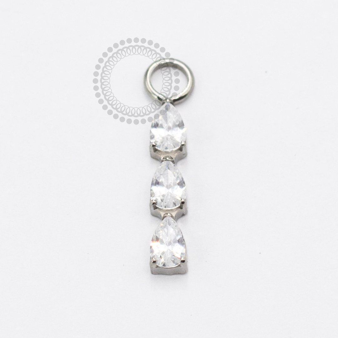 TN2390 Pingente 3 Gotas CZ Titanio ASTM F136