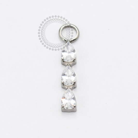 TN2390 Pingente 3 Gotas CZ Titanio ASTM F136