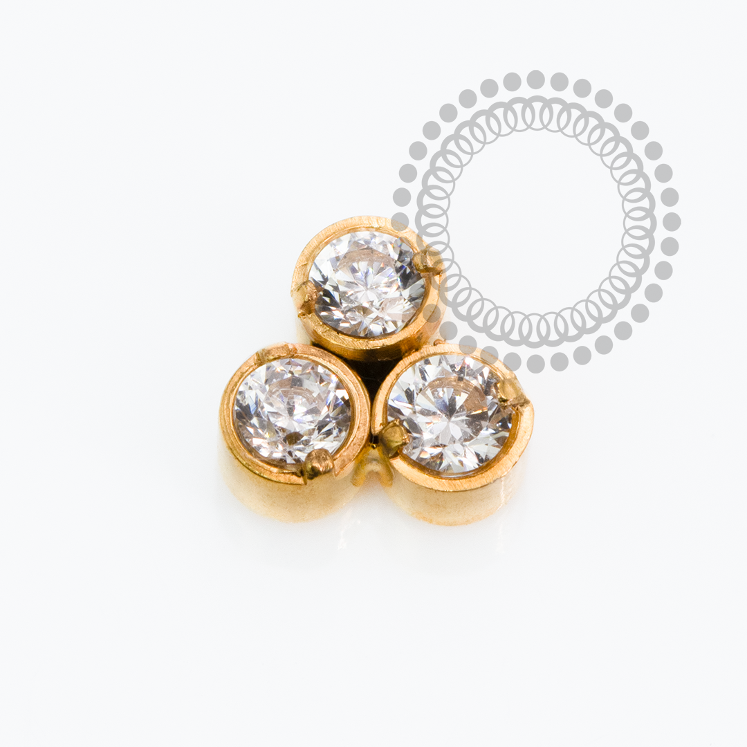 TN2265 Topo Trinity Circular CZ Push Pin Titânio PVD Gold