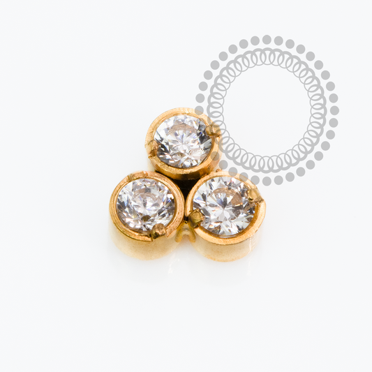 Topo Trinity Circular CZ Push Pin Titânio PVD Gold