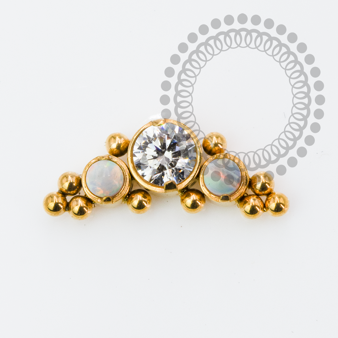 TN2155 Topo Mini Cluster CZ / Opalas Titânio PVD Gold