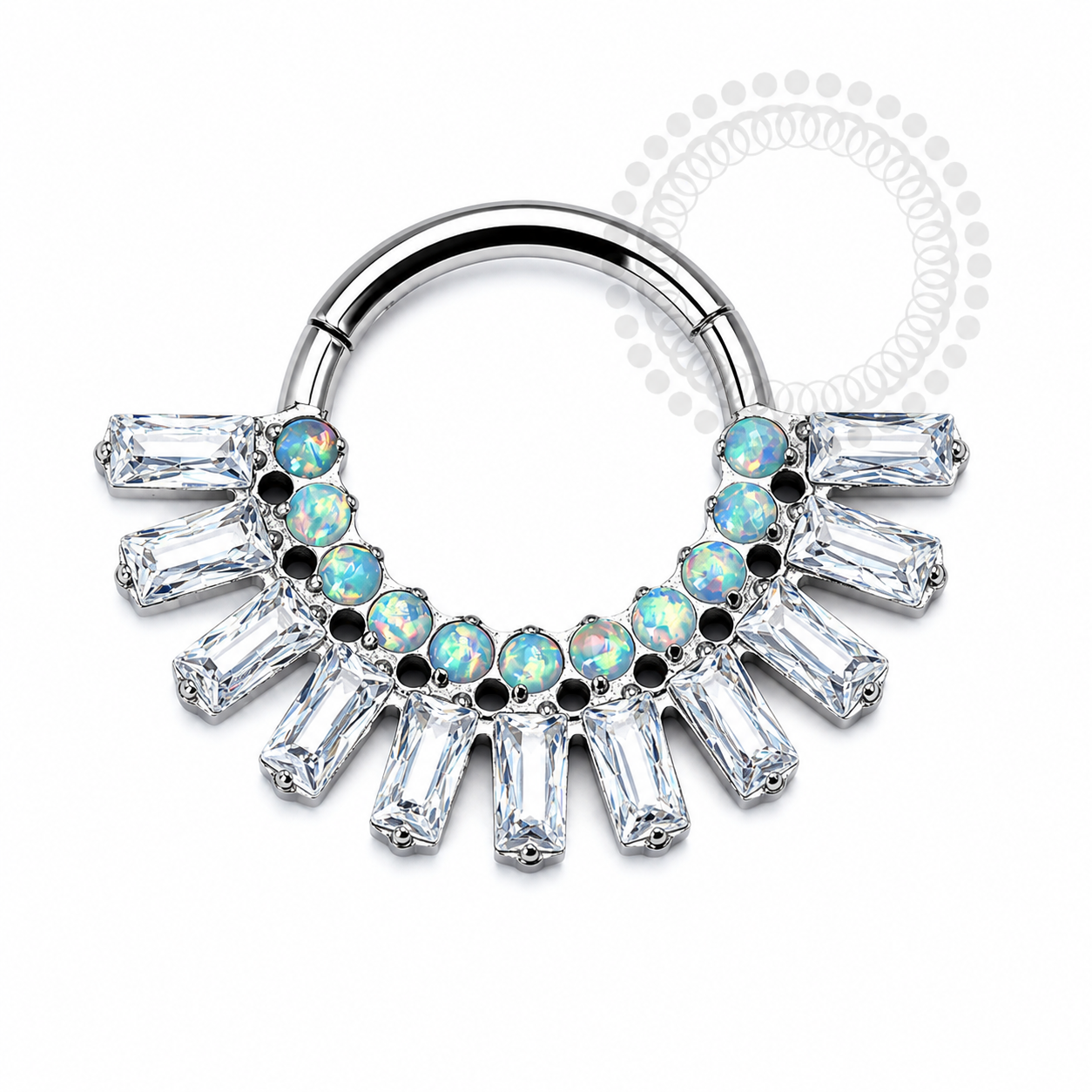 TN1238 Opal-CZ Segment Titanium Baguettes