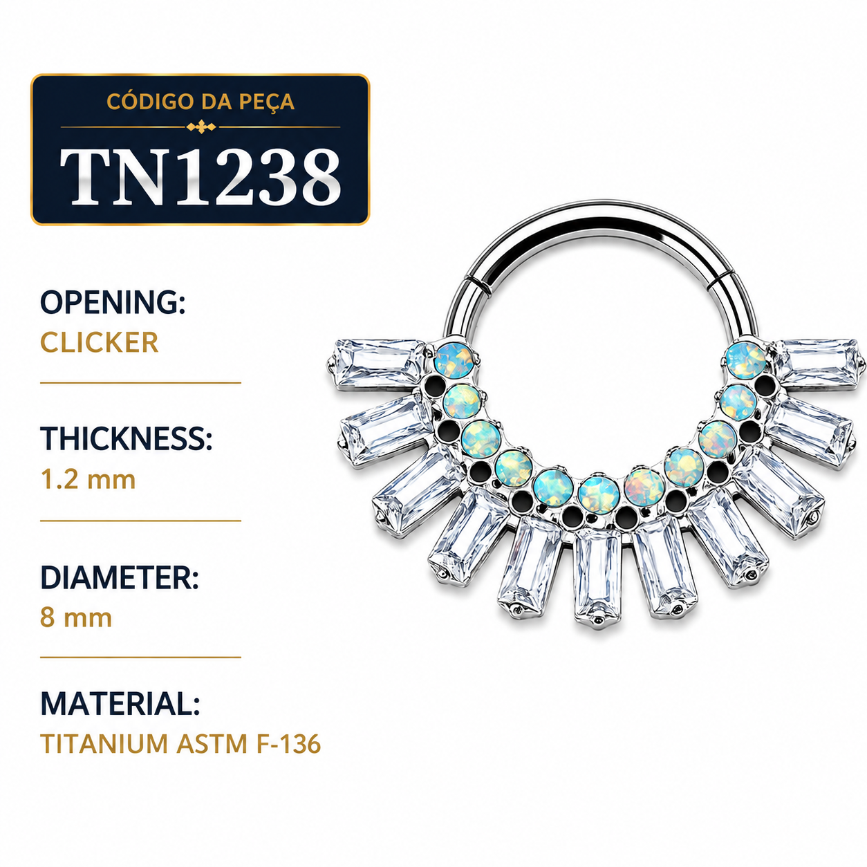 TN1238 Opal-CZ Segment Titanium Baguettes