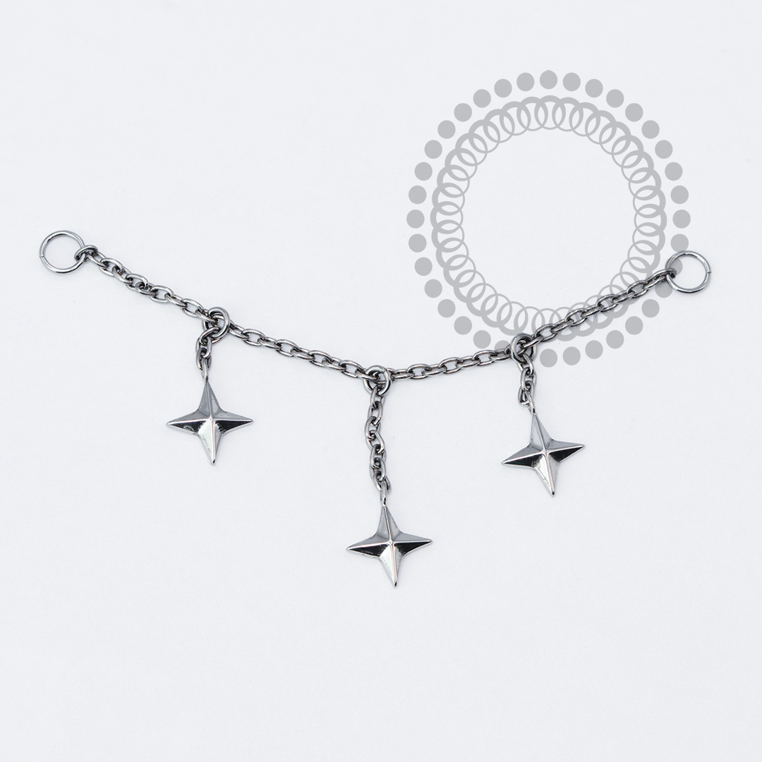 TN2065 Corrente 3 Pingente Estrela Titânio ASTM F136