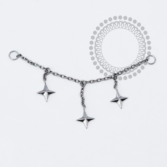 TN2065 Corrente 3 Pingente Estrela Titânio ASTM F136