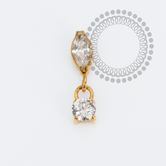 TN2253 Topo Navete Vertical Pingente Push Pin CZ Titânio PVD Gold