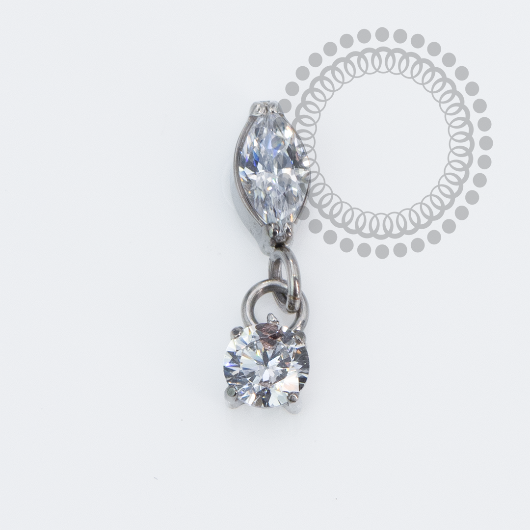 TN2252 Topo Navete Vertical Pingente Push Pin CZ Titânio ASTM F136