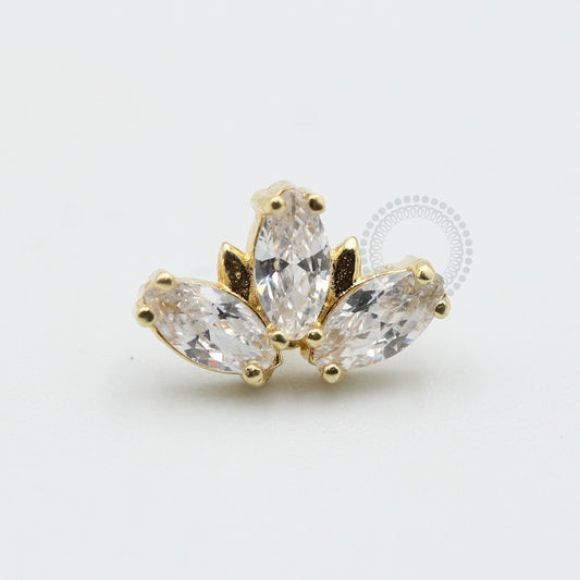 OR19 Topo 3 Navetes Zirconia Ouro 18K
