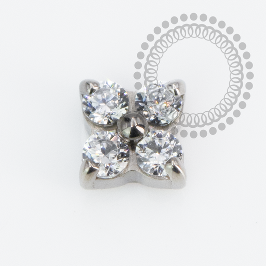 TN2209 Topo Micro Trevo CZ Push Pin Titânio ASTM F136
