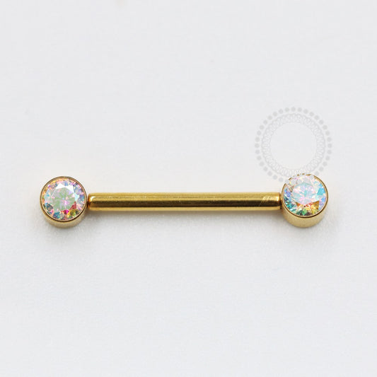 TN1042 Nipple Jewelry CZ Flat Boreal Titânio PVD Gold