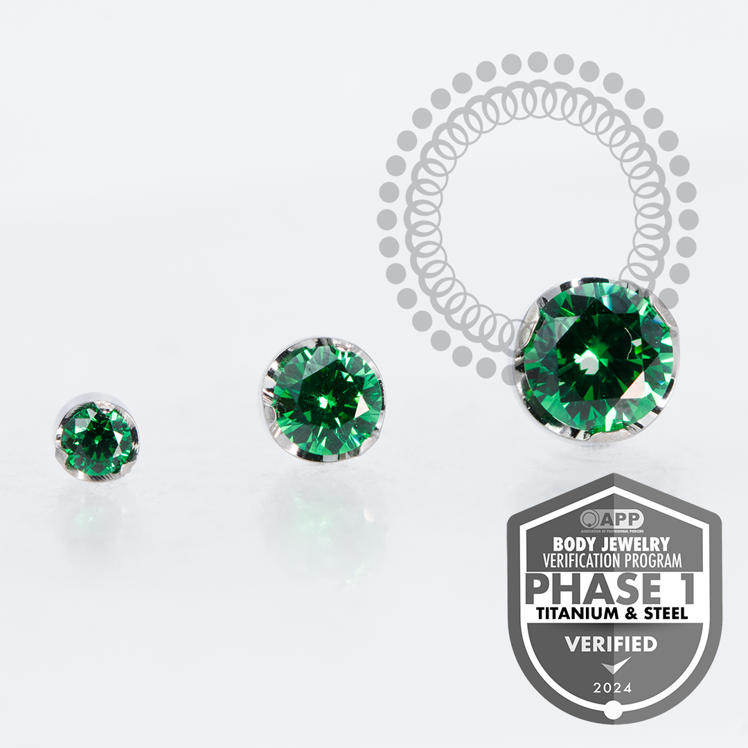 TT19 Topo Zirconia Verde Disco Push Pin Titânio Mill®