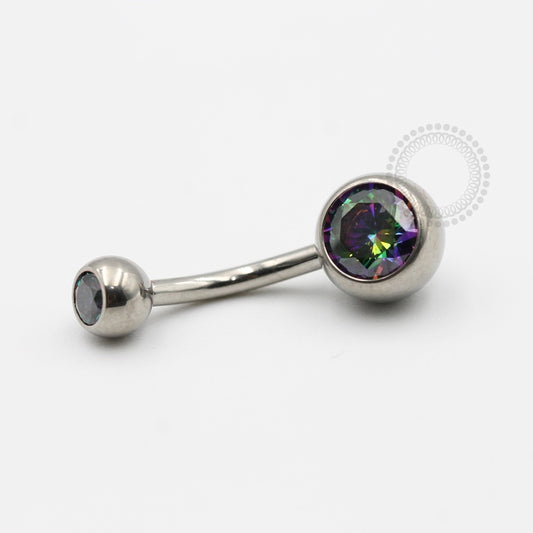 TN99 Navel Piercing Tradicional Stone CZ Vitrail Medium Titânio