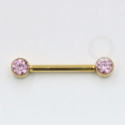 TN1043 Nipple Jewelry CZ Flat Rosa Titânio PVD Gold