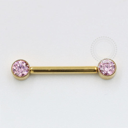 TN1043 Nipple Jewelry CZ Flat Rosa Titânio PVD Gold