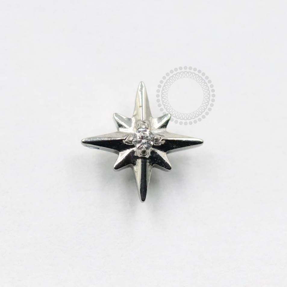 TN856 Topo Estrela 8 Pontas CZ Titânio ASTM F136