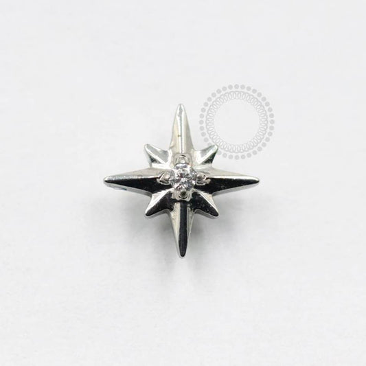 TN856 Topo Estrela 8 Pontas CZ Titânio ASTM F136